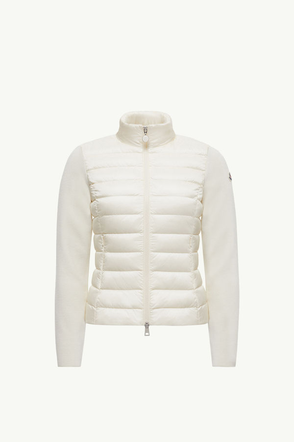 Padded Wool Zip-Up Cardigan Women White Moncler